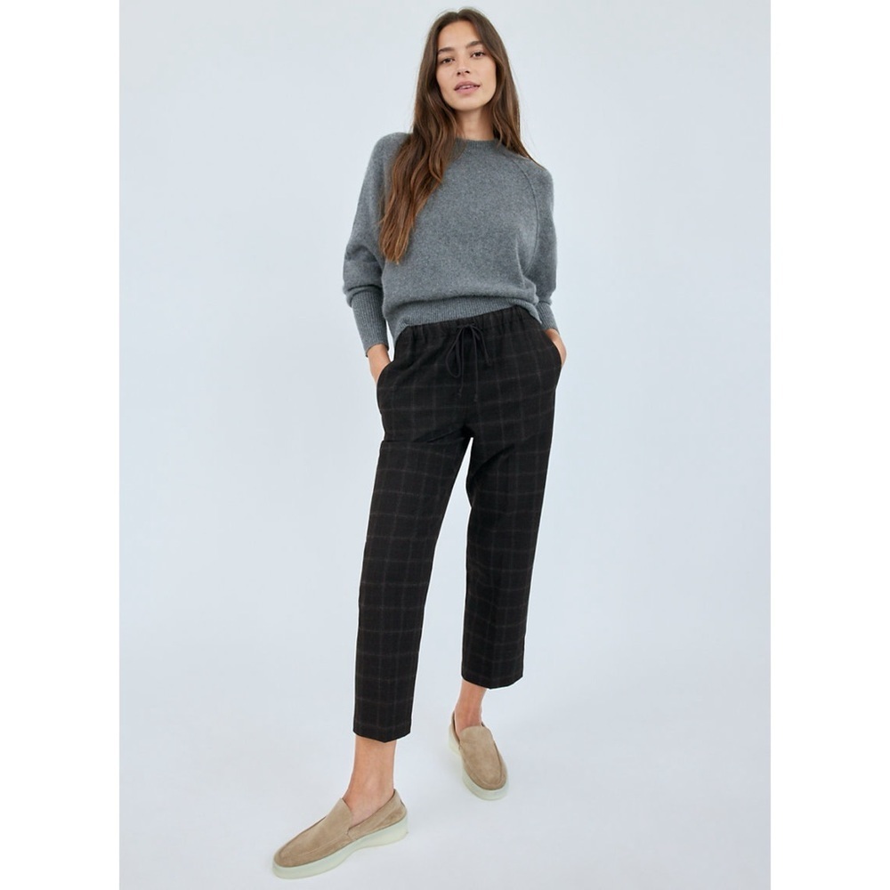 Aritzia Black Windowpane Cropped Pants
